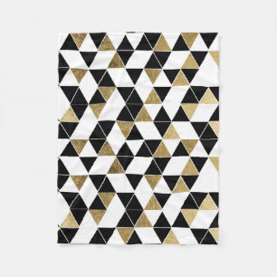 Couverture Polaire Triangles modernes noires, blanches, et de Faux