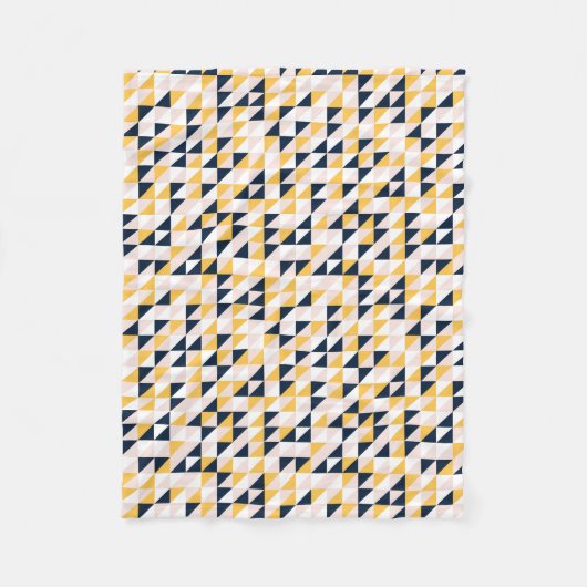 Couverture Polaire Triangles mosaïques en jaune, rose et bleu marine (Devant)