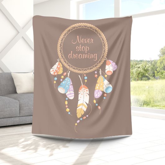 Couverture Polaire Tribal Dreamcatcher Boho Citation Brown