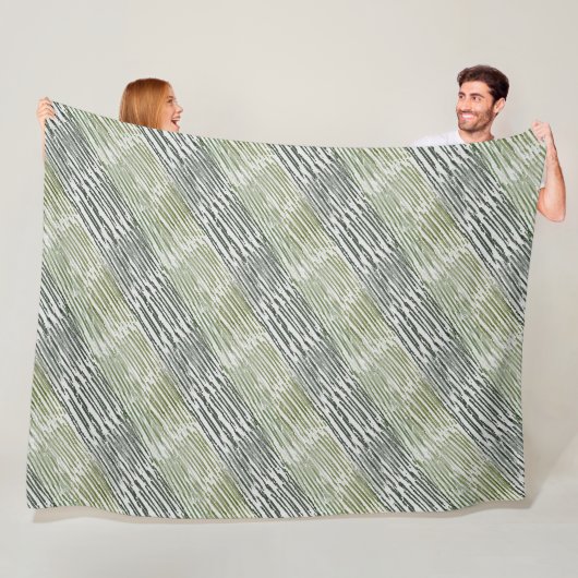 Couverture Polaire Tribal Green Stripes Abstract Pattern  (En situation)