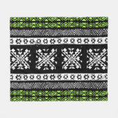 Couverture Polaire Tribal Navajo, motif noir blanc vert. (Devant (Horizontal))