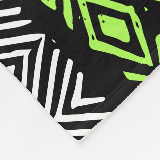 Couverture Polaire Tribal Navajo, motif noir blanc vert. (Coin)