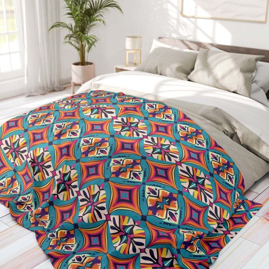 Couverture Polaire Tribu Teal et Orange