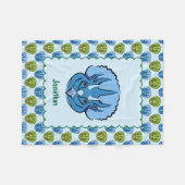 Couverture Polaire Tricératops Bleu et Vert Cute Dinosaur Motif (Devant (Horizontal))
