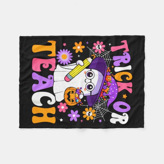 Couverture Polaire Trick Or Teach Teacher Ghost Teaching Fun Hallowee (Devant (Horizontal))