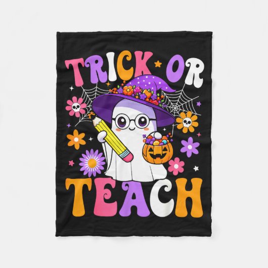 Couverture Polaire Trick Or Teach Teacher Ghost Teaching Fun Hallowee (Devant)