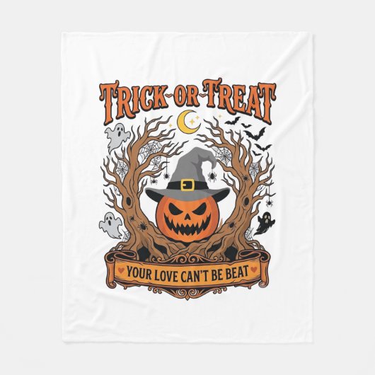 Couverture Polaire Trick Or Treat Halloween Citrouille Sorcière Chape (Devant)