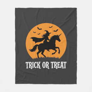 Couverture Polaire Trick or Treat Sorcière Licorne Halloween Design_1