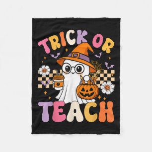 Couverture Polaire Trick Ou Enseigner Cute Ghost Coffee Citrouilles H