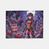 Couverture Polaire Trick ou traiter Halloween Zombies distribuer le c (Devant (Horizontal))
