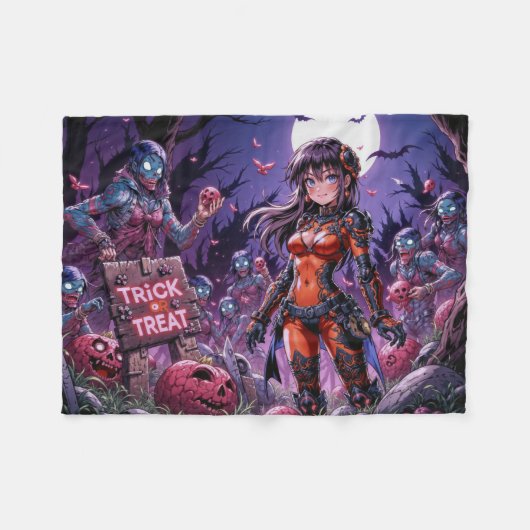 Couverture Polaire Trick ou traiter Halloween Zombies distribuer le c (Devant (Horizontal))