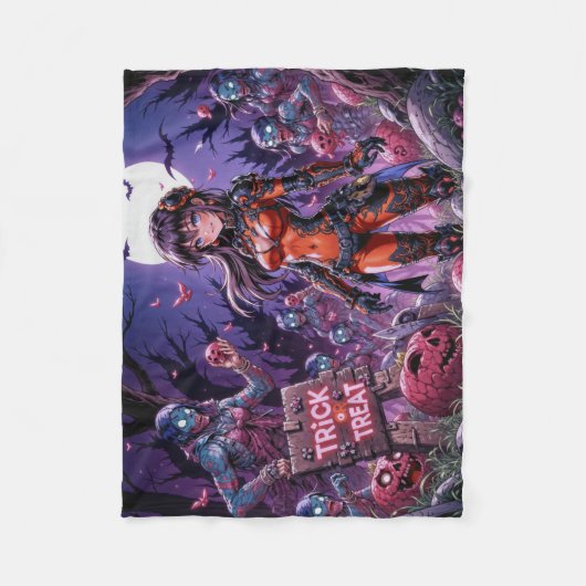 Couverture Polaire Trick ou traiter Halloween Zombies distribuer le c (Devant)