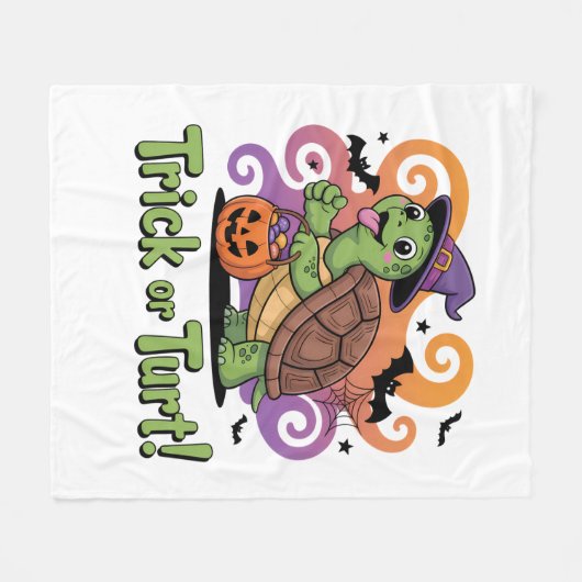 Couverture Polaire Trick ou Turt Funny Turtle Halloween (Devant (Horizontal))