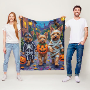 Couverture Polaire Tricot de Noël de Terrier Australien à Halloween