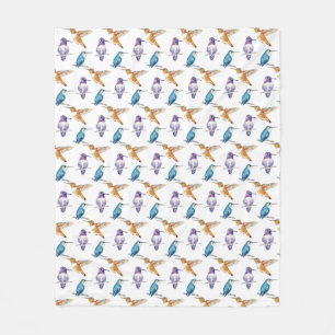 Couverture Polaire Trio de colibris Illustré Sherpa Blanket