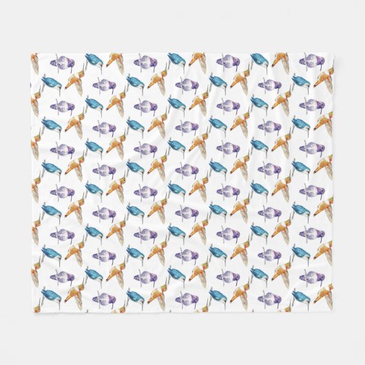 Couverture Polaire Trio de colibris Illustré Sherpa Blanket (Devant (Horizontal))