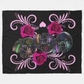 Couverture Polaire Triple Jour Noir Des Crânes Morts Roses Rose (Devant (Horizontal))