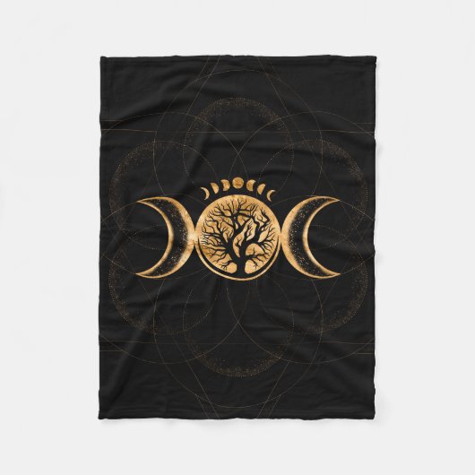 Couverture Polaire Triple Lune - Arbre de vie Ornement (Devant)