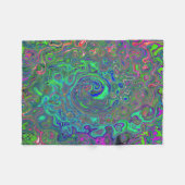 Couverture Polaire Trippy Chartreuse et Blue Retro Liquid Swirl (Devant (Horizontal))