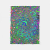 Couverture Polaire Trippy Chartreuse et Blue Retro Liquid Swirl (Devant)
