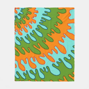 Couverture Polaire Trippy Green Orange Liquid Dripe Motif Y2K
