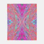 Couverture Polaire Trippy rose, Aqua et Magenta papillon Abstrait (Devant)