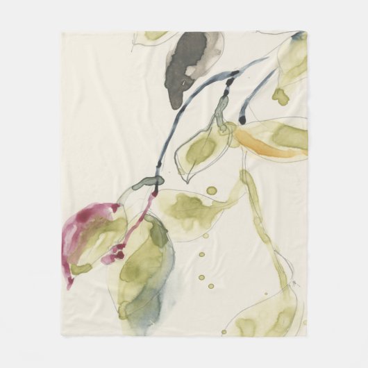 Couverture Polaire Triptyque de branche feuille aquarelle (Devant)