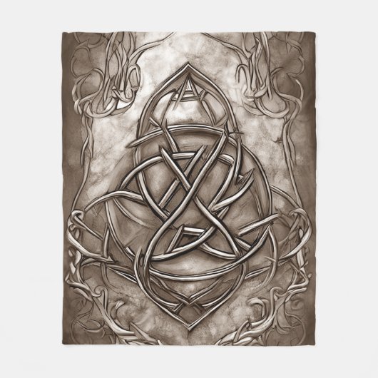 Couverture Polaire Triquetra Trinity Knot Sepia Faux Tin métallique (Devant)