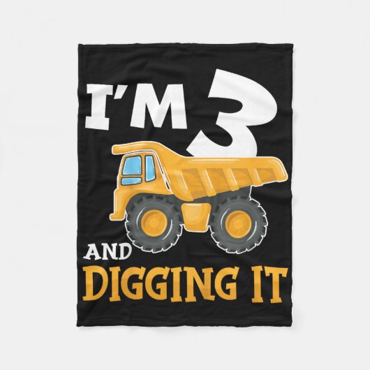 Couverture Polaire Trois 3ans 3e anniversaire Construction Boy 3 ans (Devant)