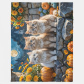 Couverture Polaire Trois chatons d'automne à la luffée avec Citrouill (Devant)