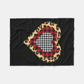 Couverture Polaire Trois Coeurs Buffalo Leopard Plaid Valentine's Day (Devant (Horizontal))