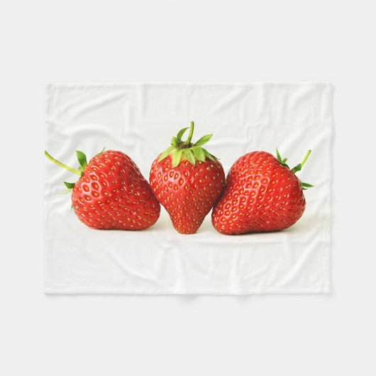 Couverture Polaire Trois fraises sur la fbcna blanche (Devant (Horizontal))