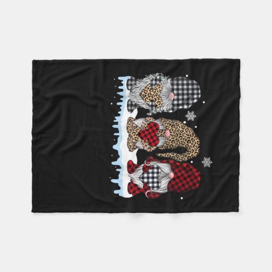 Couverture Polaire Trois Gnomes Dans Le Buffle Léopard Plaid Noël (Devant (Horizontal))