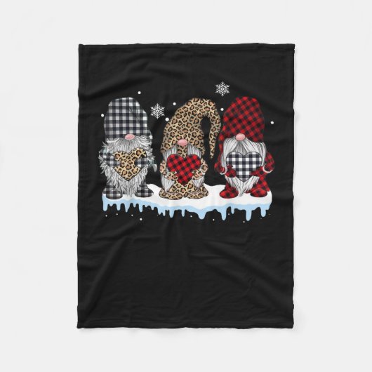 Couverture Polaire Trois Gnomes Dans Le Buffle Léopard Plaid Noël (Devant)