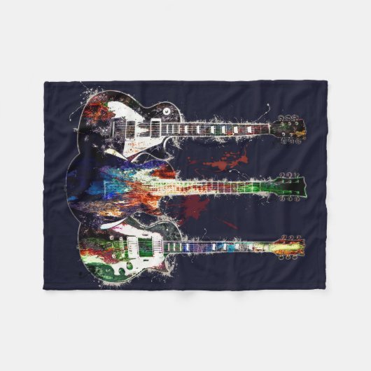 Couverture Polaire Trois guitares colorées (Devant (Horizontal))