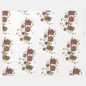 Couverture Polaire Trois hiboux sur branche (Devant (Horizontal))