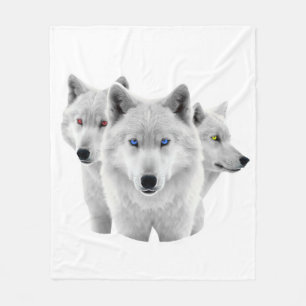 Couverture Polaire Trois Loups Blancs