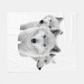 Couverture Polaire Trois Loups Blancs (Devant (Horizontal))
