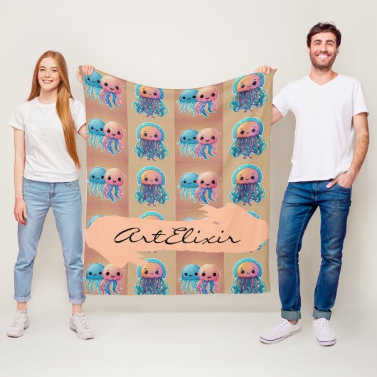 Couverture Polaire Trois méduse Cute Kawaii (En situation)