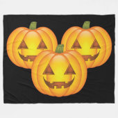 Couverture Polaire Trois mignons Citrouilles d’Halloween Jack O’Lante (Devant (Horizontal))