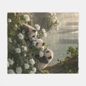 Couverture Polaire Trois mignons Pandas (Devant (Horizontal))