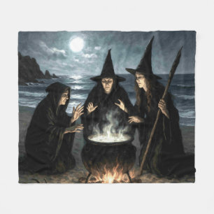 Couverture Polaire Trois Sorcières Brew Cauldron Pleine lune Beach