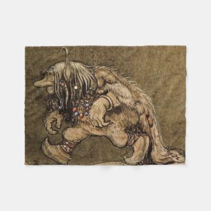 Couverture Polaire "Troll de ferme" par l'artiste suédois John Bauer