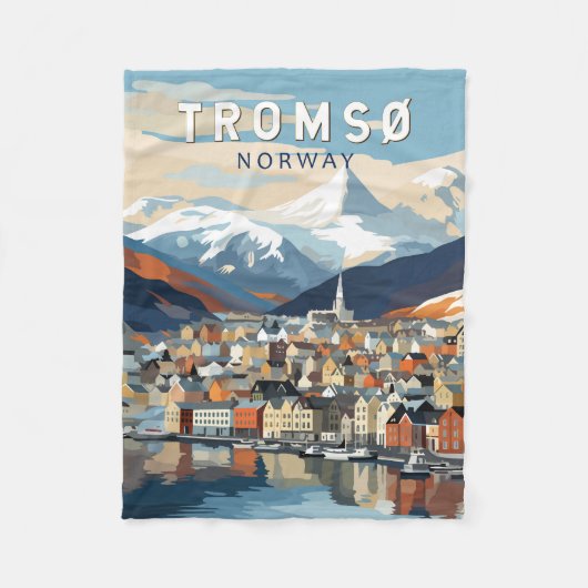 Couverture Polaire Tromso Norvège Travel Art Vintage (Devant)