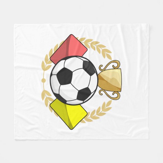 Couverture Polaire Trophée de football rouge et jaune (Devant (Horizontal))