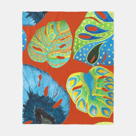 Couverture Polaire Tropical Chic : Motif feutré sans joint. (Devant)