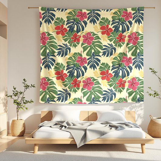 Couverture Polaire Tropical floral jaune