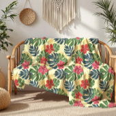 Couverture Polaire Tropical floral jaune