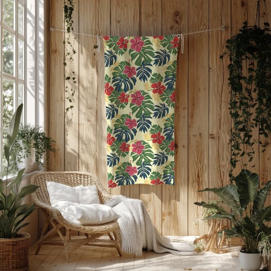 Couverture Polaire Tropical floral jaune