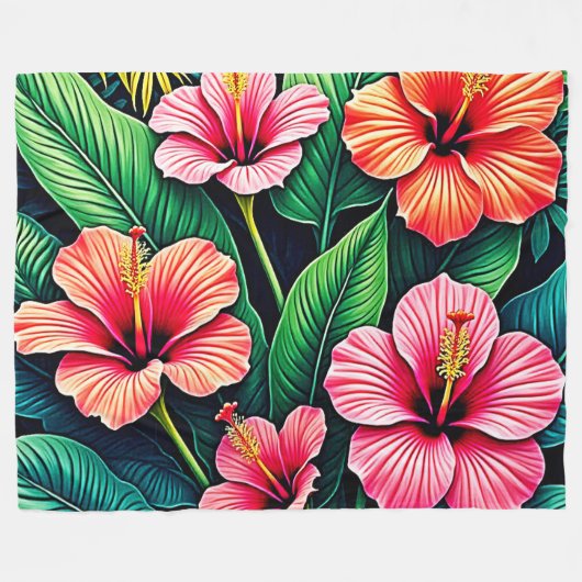 Couverture Polaire Tropical Hibiscus Bloom Artistry (Devant (Horizontal))